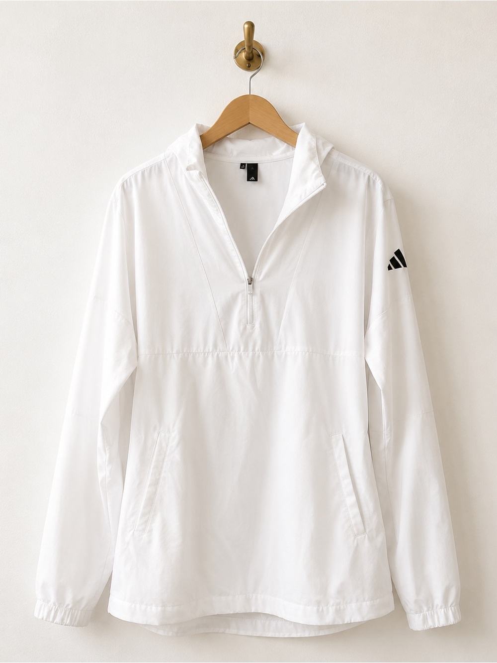 ADIDAS Club Anorak Hooded Half Zip Pullover Jacket White Men’s SZ M